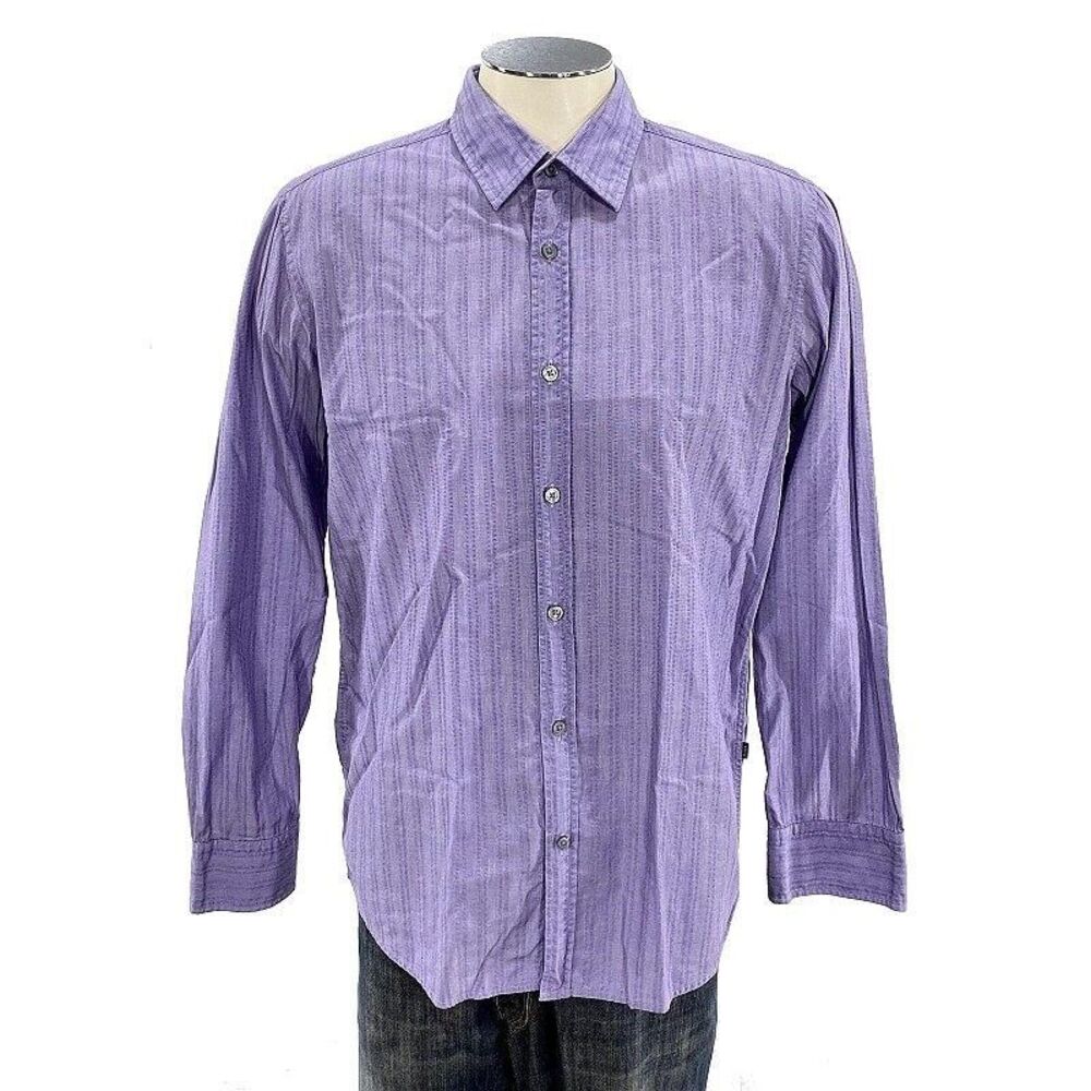 BOSS HUGO BOSS Regular Fit Button Shirt L‎ Stripe Purple Mens
